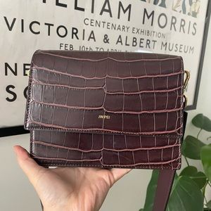 JW PEI Mini flap crossbody brown croc vegan leather